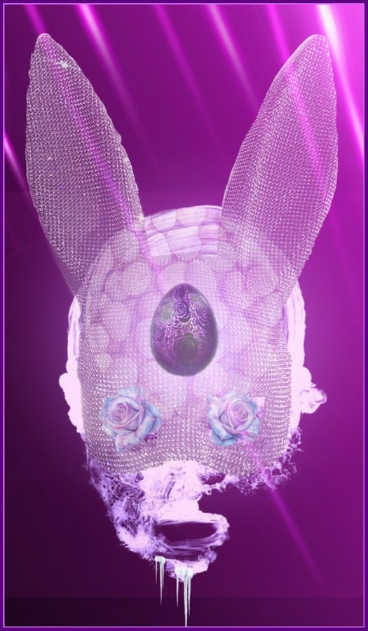Purple digital artwork of a rabbit-like figure