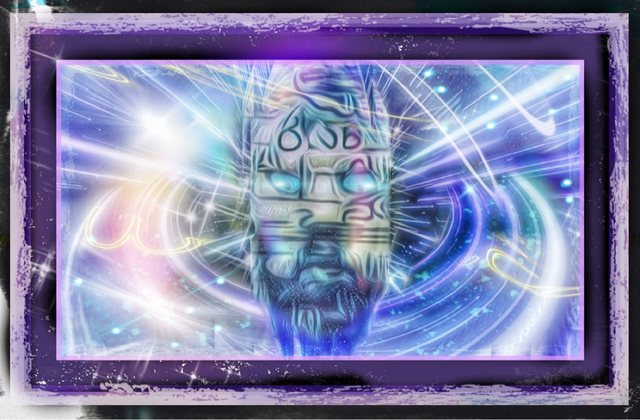 Luminous abstract face in a digital artwork