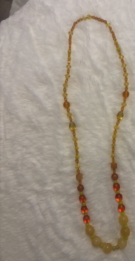 Amber and golden beaded necklace