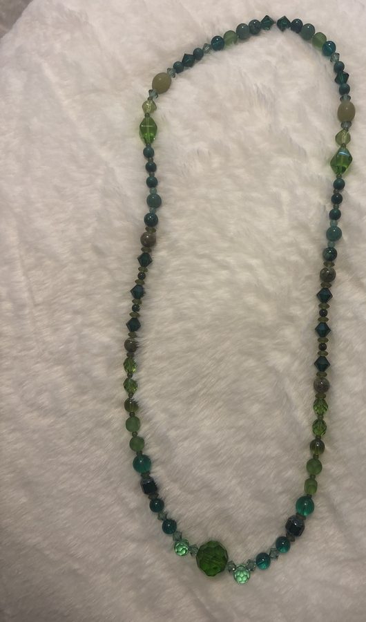 Green aventurine and crystal beaded necklace