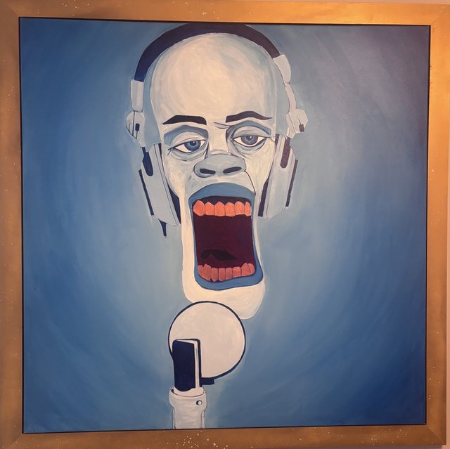SLOW Scream, a blue screaming face painting